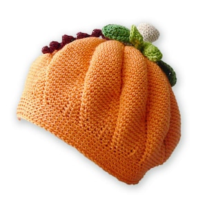 EN/DE Children&#39;s beanie &quot;Pumpkin&quot; (all sizes, with leaves)