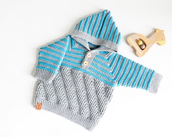 EN/DE pull bébé & enfant "Léon", taille. 50-128, deux ou une couleur