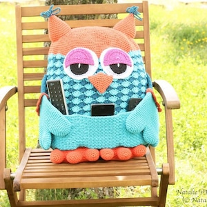 EN/DE Pillow "Owl" with pockets (size: 40 X 50 cm)