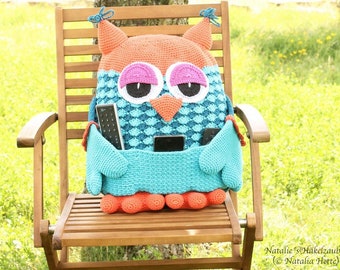 EN/DE Pillow "Owl" with pockets (size: 40 X 50 cm)