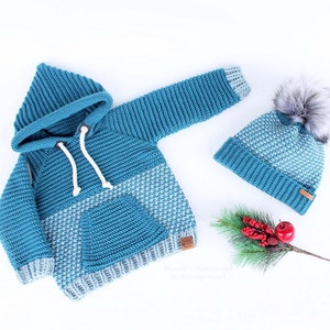 EN/DE 2 PDFs set : hoody & beanie &quot;Casual&quot;, all sizes.