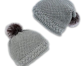 EN/DE Beanie with cable pattern &quot;Alice&quot;, all sizes, 2 var.