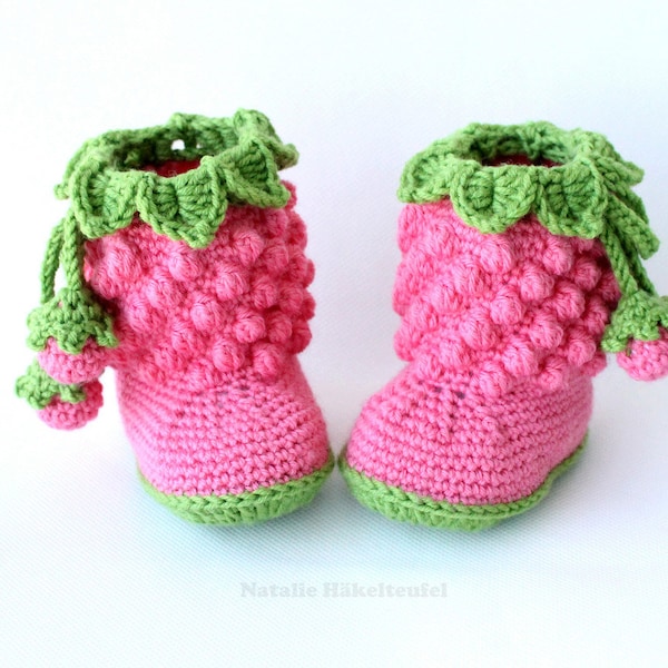 EN/DE warme Babystiefel "Himbeere" (Gr. 0- 12 M.)