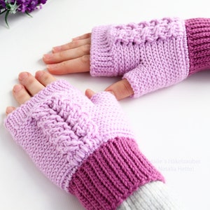 EN/DE Hand gloves with cable braid (for adults/ children from 6 y.)