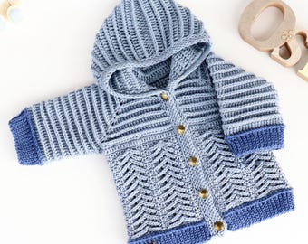 EN/DE Baby- & Kinderjacke "Lars", Gr. 50-128 (Raglan, Reliefmuster)