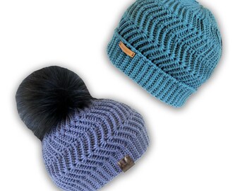 EN/DE (PDF) Beanie with zigzag pattern "Grazie" all sizes, 2 variants