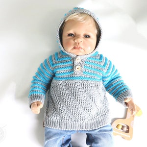 EN/DE Baby & children&#39;s jumper &quot;Leon&quot;, size 0 m.-5 y., two or one colour