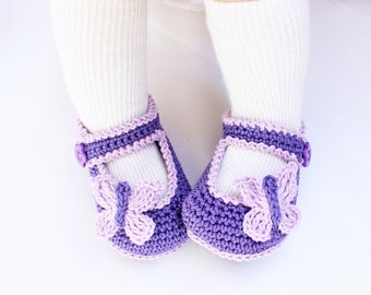 EN/DE (PDF) Baby shoes "Butterfly" Size 0 to 12 m.