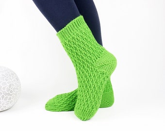 EN/DE House socks for adults "Flora" Knitted look, sizes: 34-47