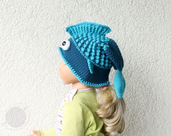 EN/DE Fish hat "Big Fish" (all sizes, bobble pattern)