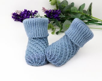 EN/DE Spiralsocken für Babys/Kinder ohne Ferse (Gr. 50-116, veränderbar)