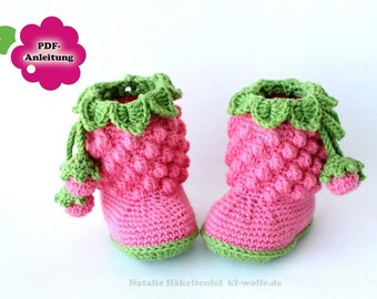 PDF-Häkelanleitung: Babystiefel "Himbeere"