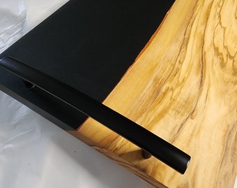Matte black resin and olive wood Charcuterie board