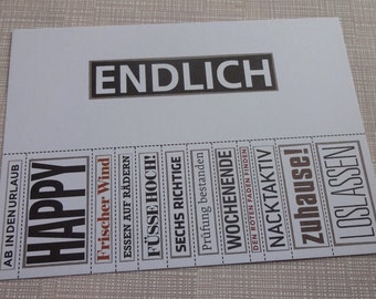 Postkarte  "Endlich" A6 - !!!100% RECYCLINGPAPIER!!! - E09R