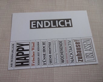 Postkarte  "Endlich" A6 - !!!100% RECYCLINGPAPIER!!! EN 04