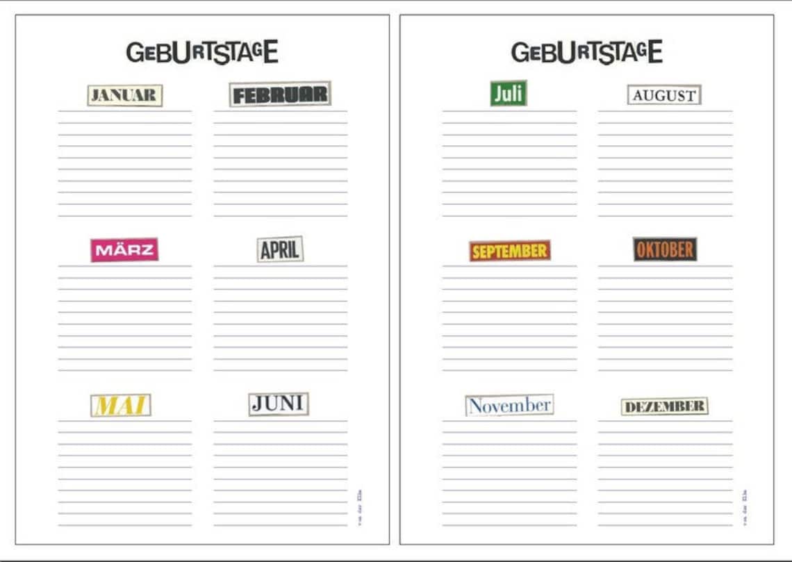Geburtstagskalender DIN A4 - Etsy