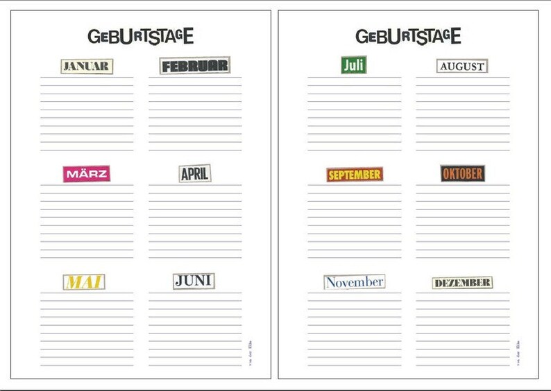 Geburtstagskalender DIN A4 | Etsy