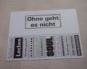 Postkarte  "Ohne geht es nicht" A6 - !!!100% RECYCLINGPAPIER!!! OG 41