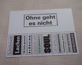 Postkarte  "Ohne geht es nicht" A6 - !!!100% RECYCLINGPAPIER!!! - ON03R