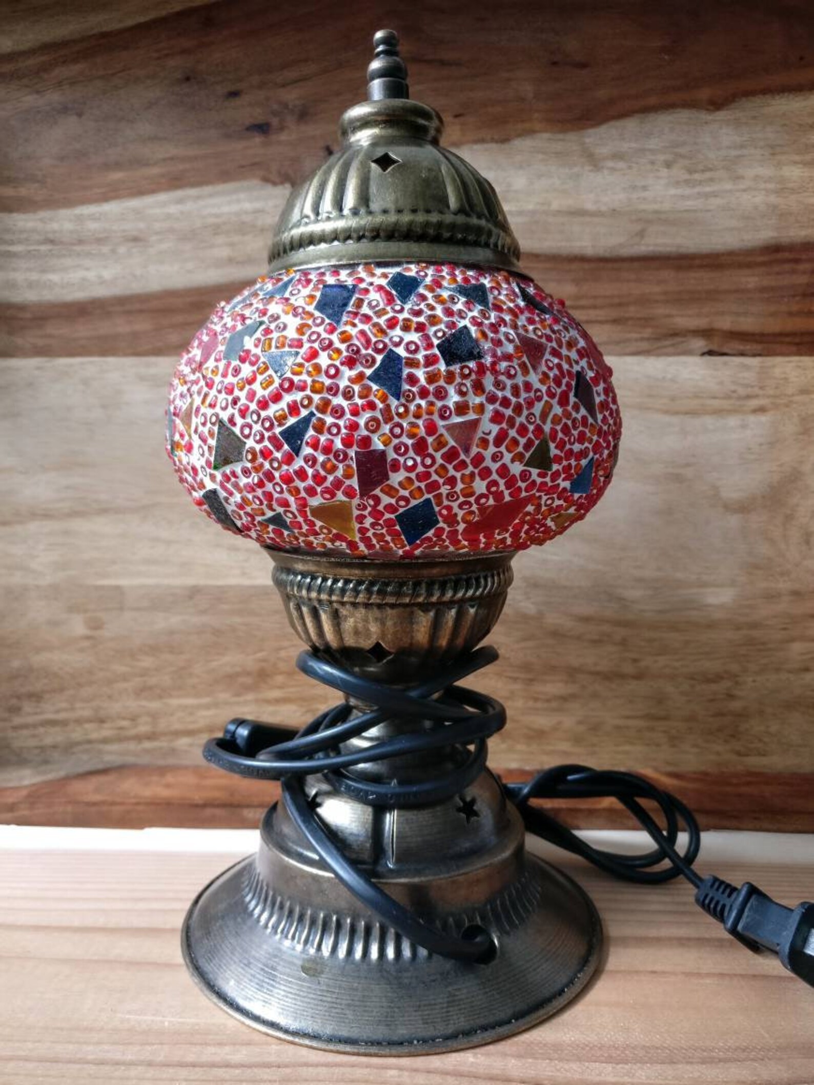 Small Multicolor Mosaic Glass Decorative Handmade Table Lamp With