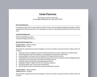 curriculum vitae template etsy