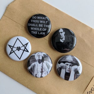 5 Crowley 1&quot; Buttons/Badges/Pins