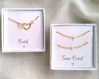 Bracelet Set Bride and Team Bride Heart Bracelet Wedding Maid of Honor