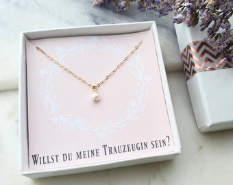 KETTE Trauzeugin Geburtsstein Gold Roségold Silber Geschenk Danke