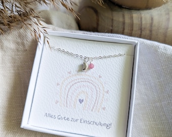 Geschenk zur Einschulung Mondkette Turmalin Edelstein Geschenk für die Schultüte