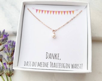 Trauzeugin Geschenk Danke Kette Süßwasserperle Edelstein der Wahl