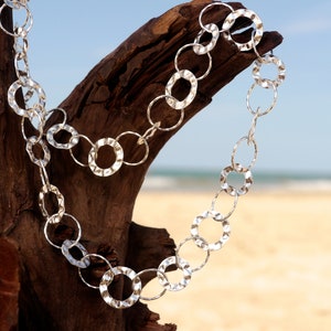 solid silver chain hammered 45 cm, 60 cm or 90 cm image 3