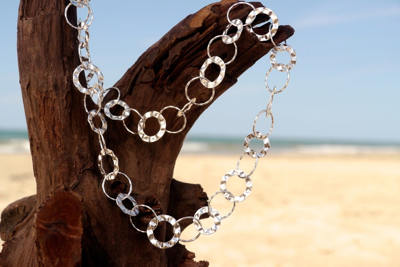 solid silver chain hammered 45 cm, 60 cm or 90 cm image 3