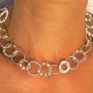 solid silver chain hammered 45 cm, 60 cm or 90 cm image 5