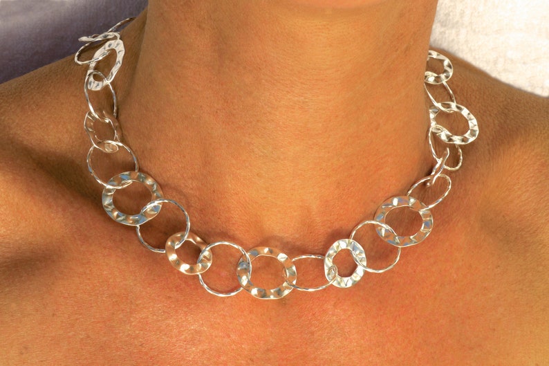 solid silver chain hammered 45 cm, 60 cm or 90 cm image 5