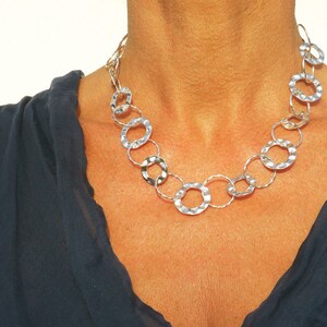 solid silver chain hammered 45 cm, 60 cm or 90 cm image 2