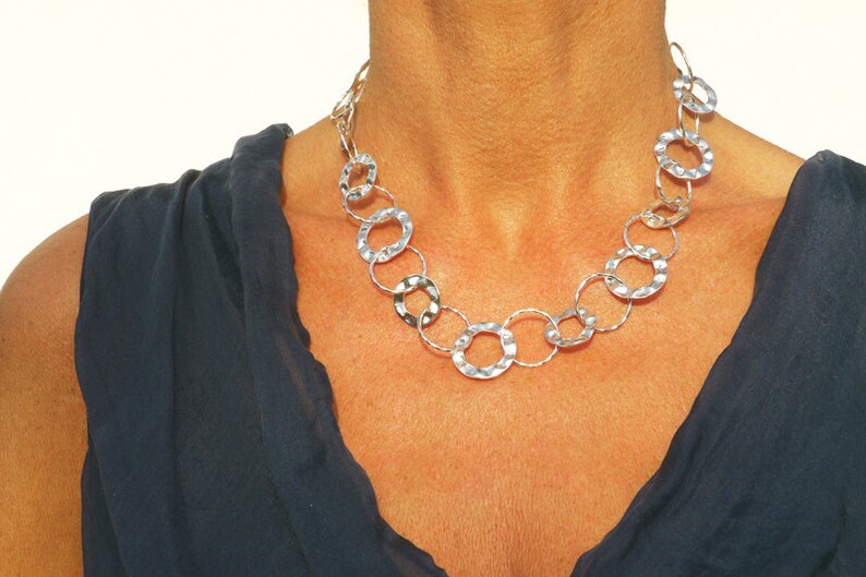 solid silver chain hammered 45 cm, 60 cm or 90 cm image 2