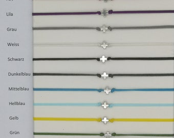 Makrameearmband mit Kreuz  silberfarben