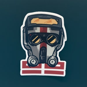 May include: A white and gray cartoon illustration of a futuristic helmet with a red stripe and yellow goggles. The helmet is on a white background with a red and white stripe pattern.