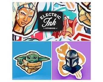 Star Wars Sticker Mando & Grogu / Vinyl Sticker / Laptop Sticker / Hydroflask Sticker / Sticker Pack / Car Sticker / iPad iPhone Sticker