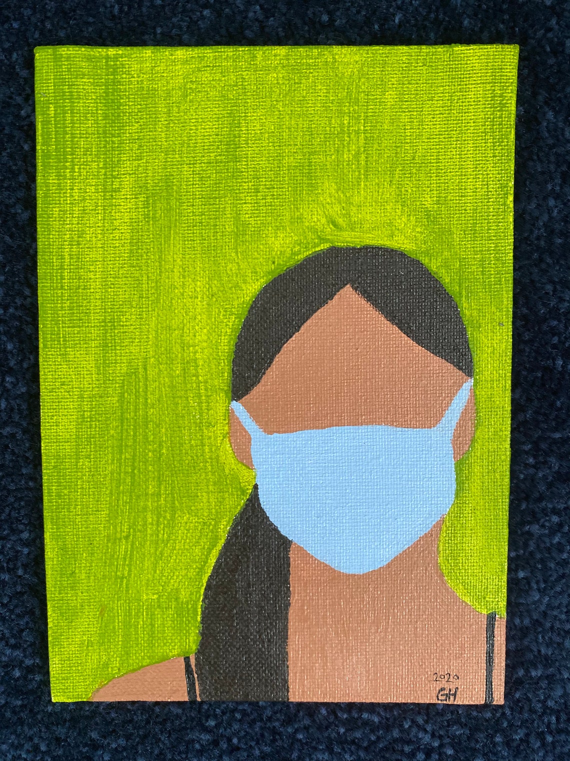 Lady with a Mask Handmade Painting Original Etsy