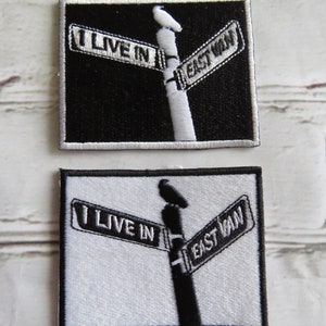 Set of 2 ILiveInEastVan Sew On Reflective Patches, East Van Patch