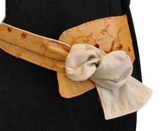 orange - white belt, made of taffeta