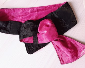 Taffeta belt embroidery vine.  Black-Pink