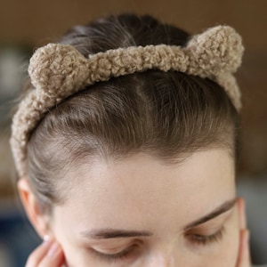 Lindas orejas de oso, diadema suave, diadema difusa, orejas de oso de peluche, diadema de animales, cosplay de oso, disfraz de oso, accesorios para el cabello de felpa