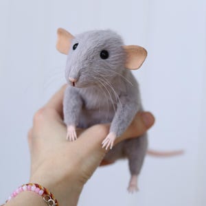 Made to order rat, russian blue rat, stuffed rat, realistic rat figurine, pet rat portrait, soft sculpture, plush mouse, rat replica
