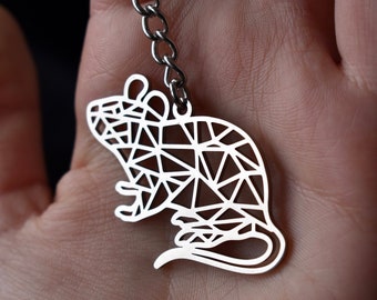 Rat metal keychain, stainless steel keychain, metal rat keychain, animal keychain, rat decor, mouse accessories, rat keyring, mouse charm