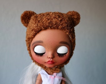 Bear Hat for Blythe, Blythe doll helmet, teddy bear hat, blythe accessories, blythe clothing, bear outfit, helmet for blythe, blythe hats