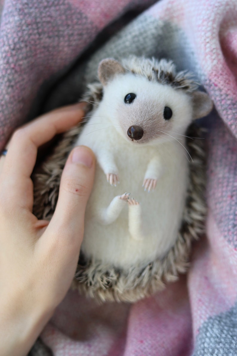 HEDGEHOG, felt hedgehog, wool animal, needle felted, felted figurine, mohair teddy image 6