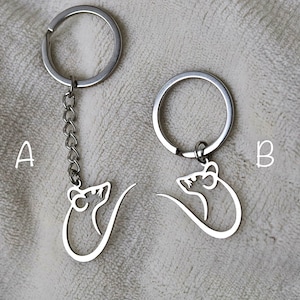 Stainless Steel Keychain, Metal Rat Keychain, Animal Keychain, Rat ...