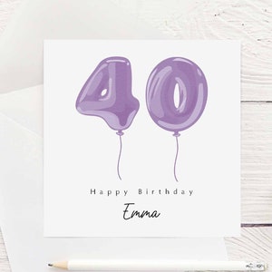 Personalised 40th Birthday Card, Personalised Name Birthday Card